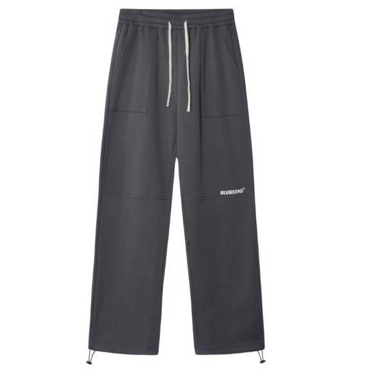 BLUREMO - Casual loose straight leg elastic drawstring overalls sweatpants